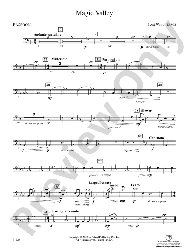 Magic Valley Bassoon Bassoon Part Digital Sheet Music Download