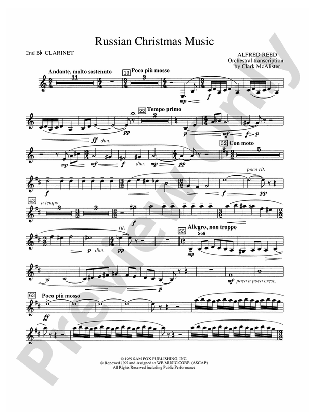 Russian Christmas Music 2nd Bflat 2nd Bflat Part