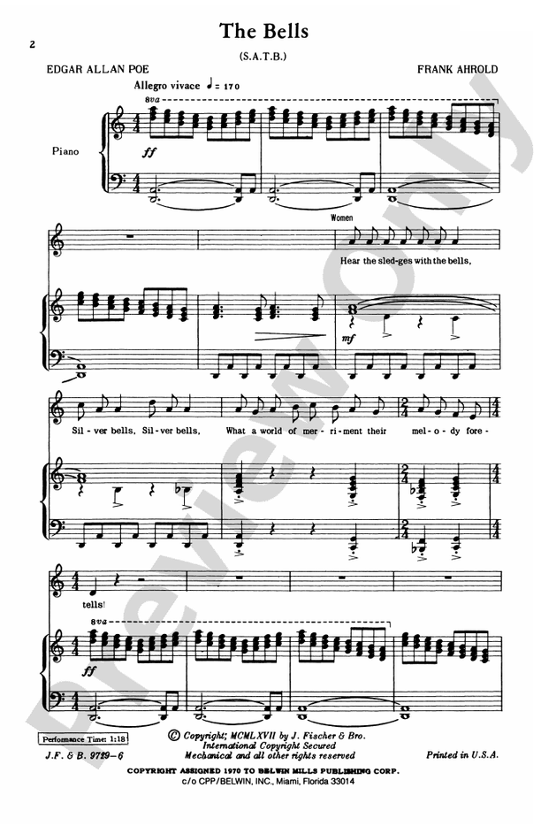 The Bells SATB Choral Octavo Digital Sheet Music Download