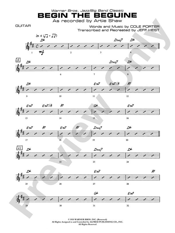 Begin The Beguine: Guitar: Guitar Part - Digital Sheet Music Download