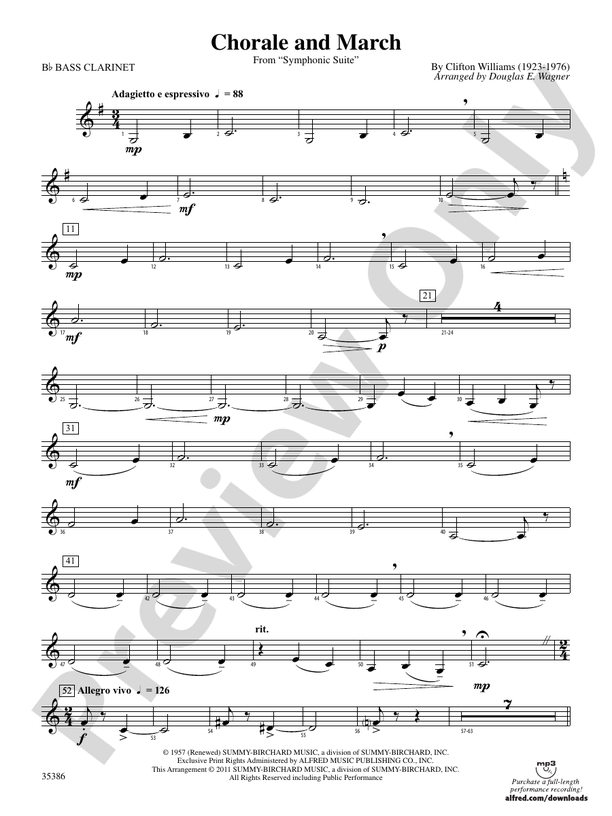 Chorale and March: B-flat Bass Clarinet: B-flat Bass Clarinet Part ...