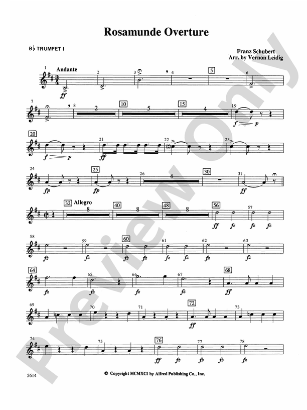 Rosamunde Overture, Opus 26 1st Bflat Trumpet 1st Bflat Trumpet