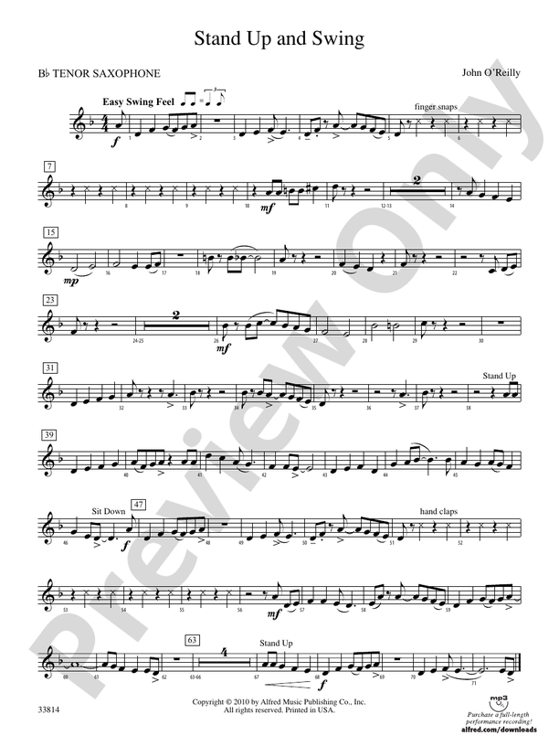 Stand Up and Swing: B-flat Tenor Saxophone: B-flat Tenor Saxophone Part ...