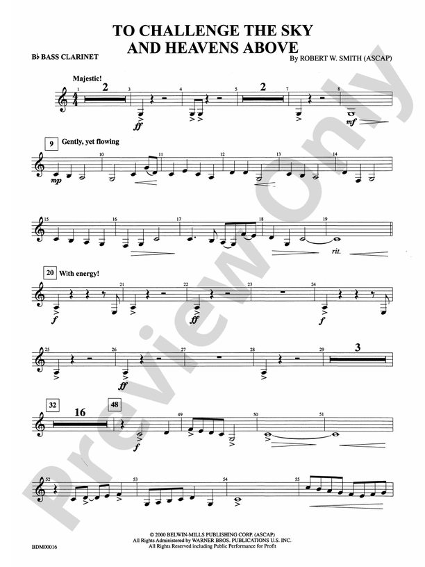 To Challenge the Sky and Heavens Above: B-flat Bass Clarinet: B-flat ...