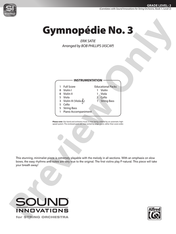 Gymnopédie No. 3: Score