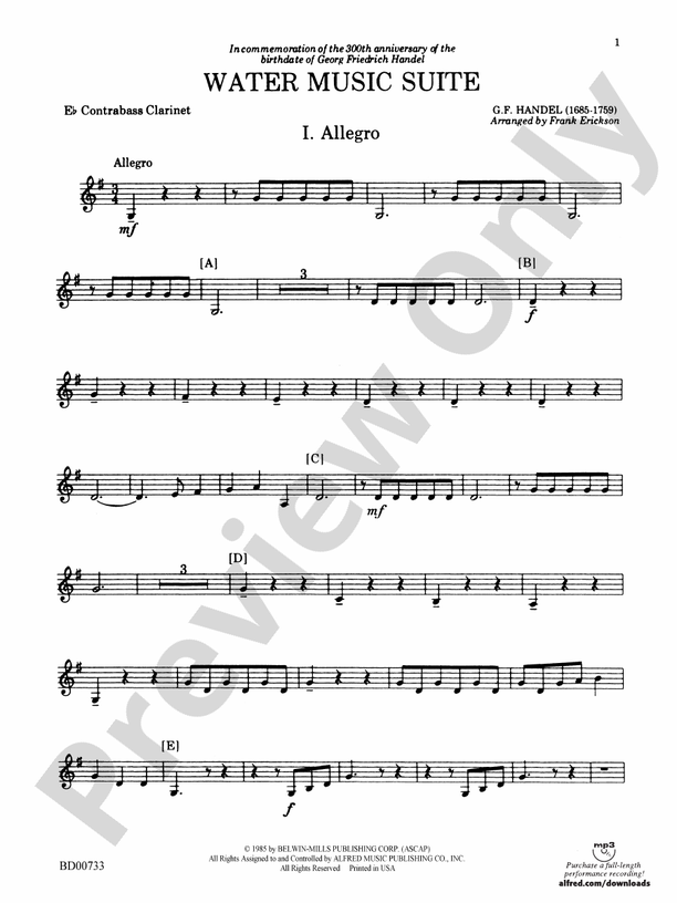 Water Music Suite Eflat Contrabass Eflat Contrabass
