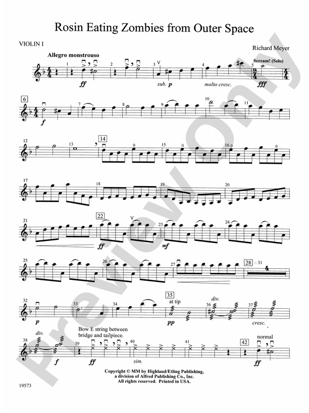 Rosin Eating Zombies from Outer Space 1st Violin 1st Violin Part