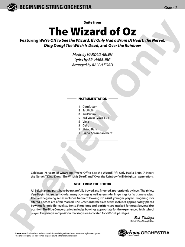 The Wizard of Oz, Suite from