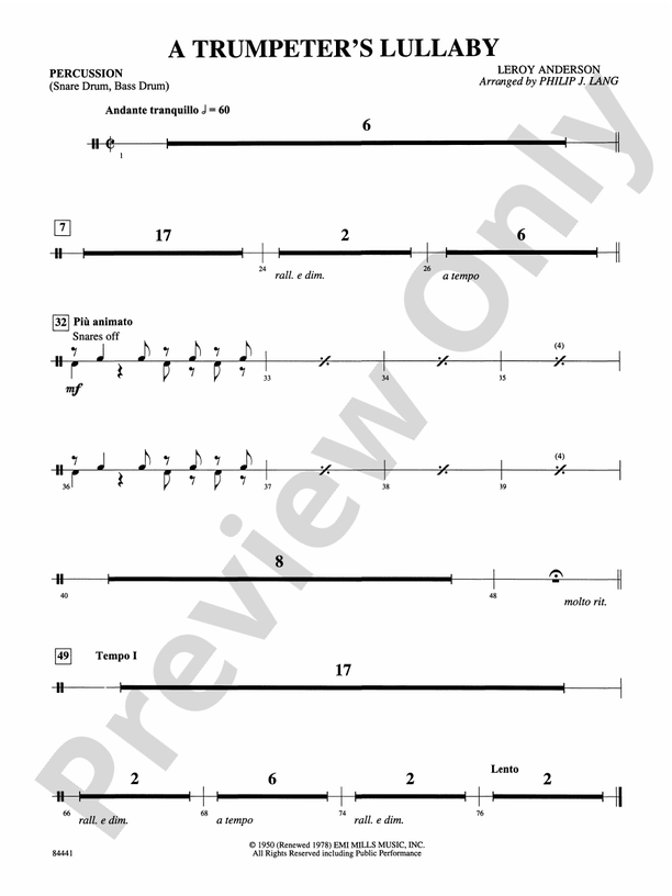 Trumpeter's Lullaby (with Trumpet Solo) 1st Percussion 1st Percussion