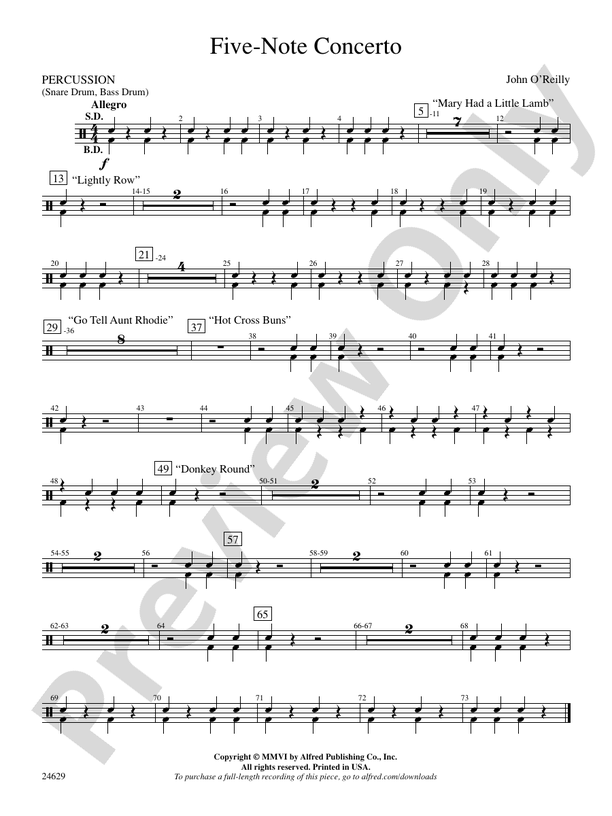 FiveNote Concerto 1st Percussion 1st Percussion Part Digital Sheet