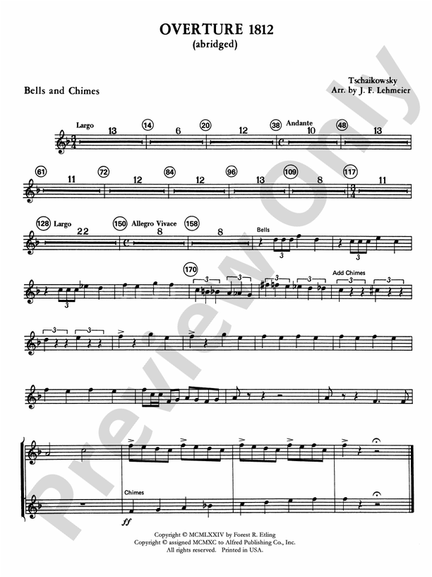 Overture 1812: Bells: Bells Part - Digital Sheet Music Download