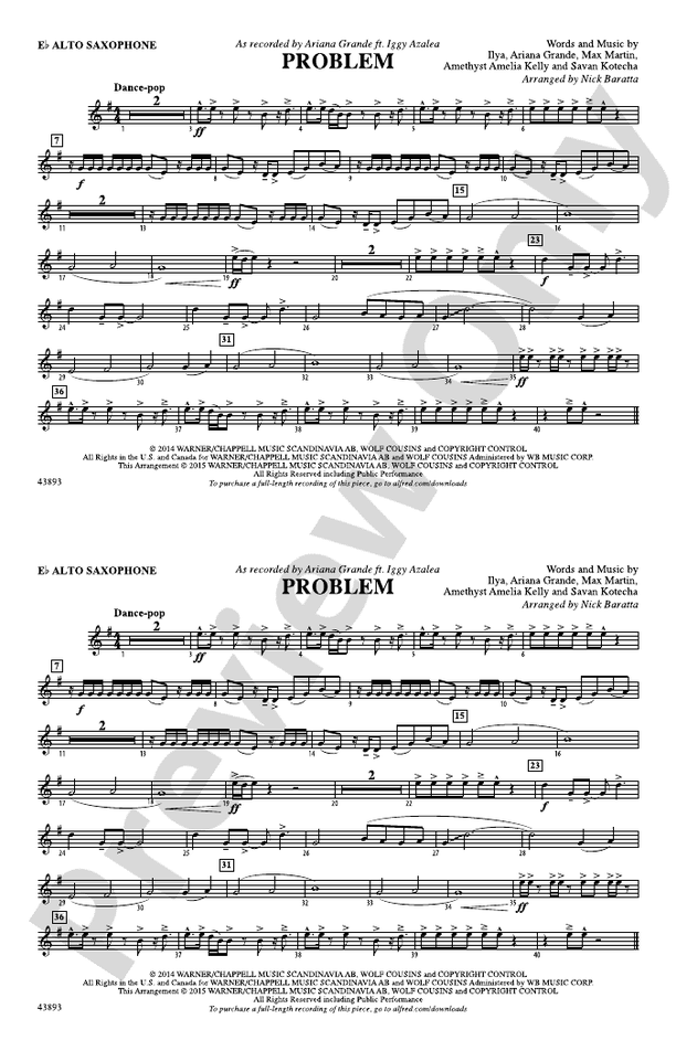 Problem Eflat Alto Saxophone Eflat Alto Saxophone Part Digital