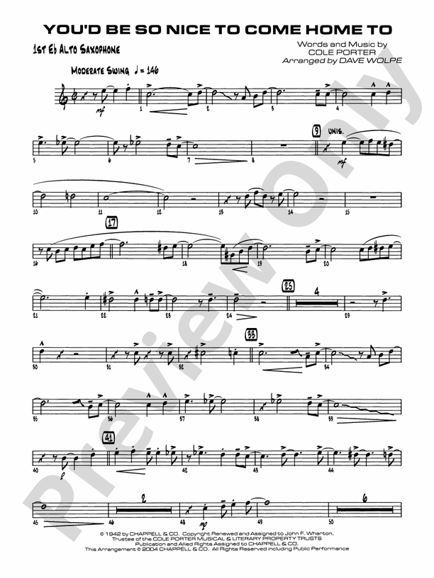 You'd Be So Nice to Come Home To: E-flat Alto Saxophone