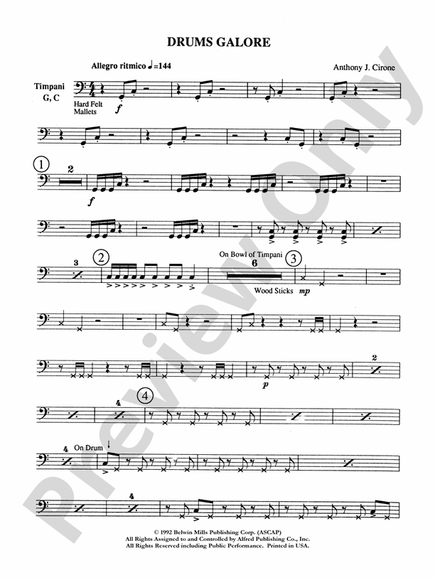 Drums Galore Timpani Timpani Part Digital Sheet Music Download
