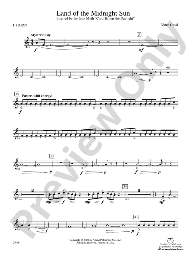 Land of the Midnight Sun: Concert Band Conductor Score & Parts: Vince Gassi  - Digital Sheet Music Download