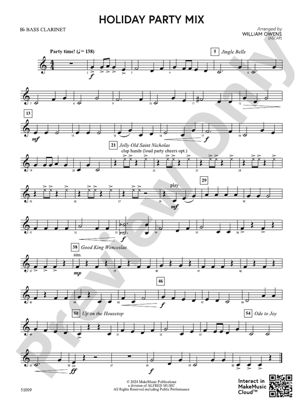 Holiday Party Mix: B-flat Bass Clarinet: B-flat Bass Clarinet Part ...
