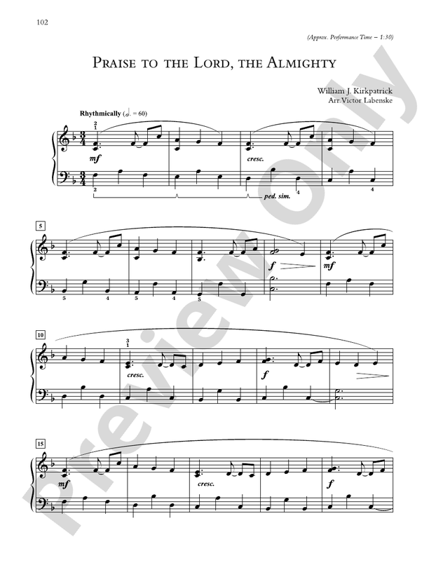 Praise to the Lord, the Almighty - Piano Solo
