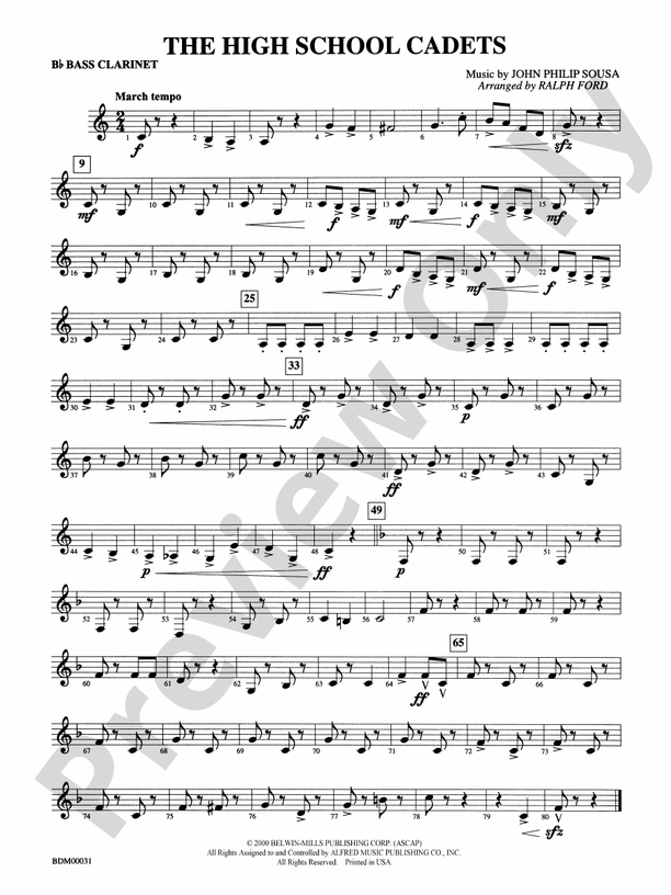 The High School Cadets Bflat Bass Bflat Bass Part