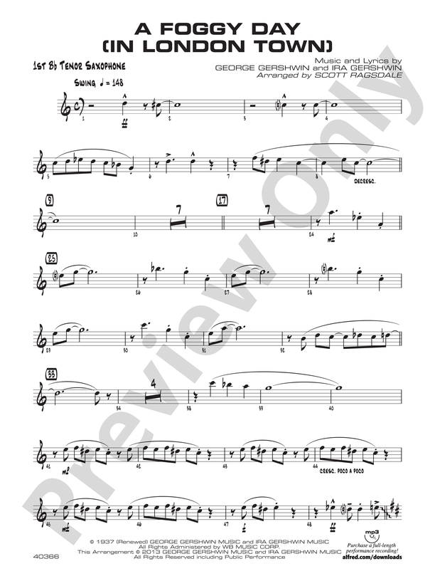 A Foggy Day: B-flat Tenor Saxophone