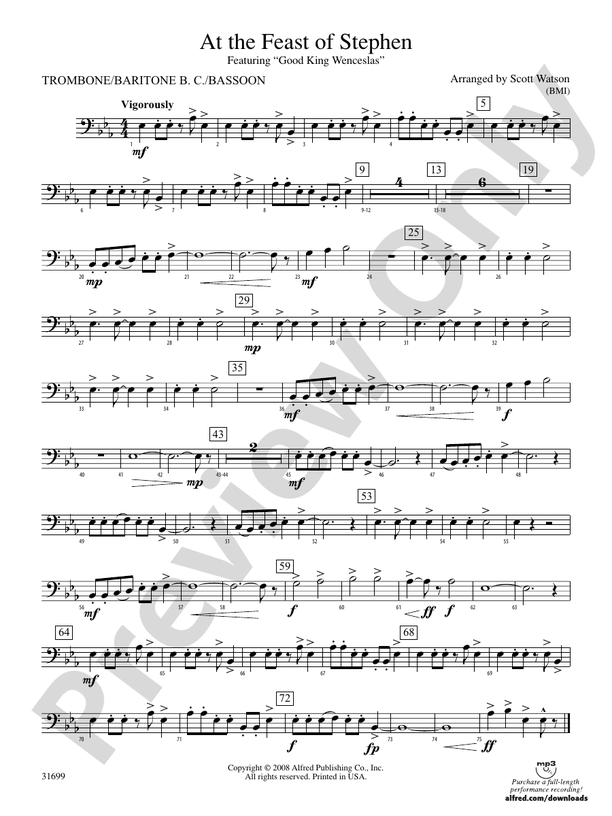 At the Feast of Stephen: 1st Trombone: 1st Trombone Part - Digital ...