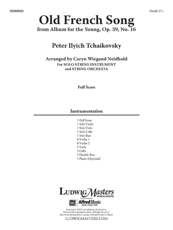 Old French Song for Solos and String Orchestra String Orchestra Score