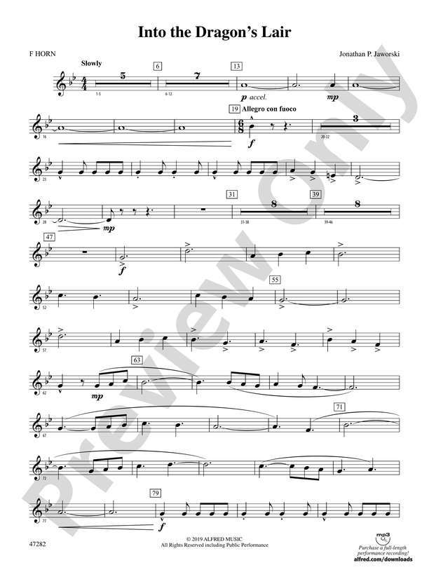 Into The Dragons Lair 1st F Horn 1st F Horn Part Digital Sheet Music Download 