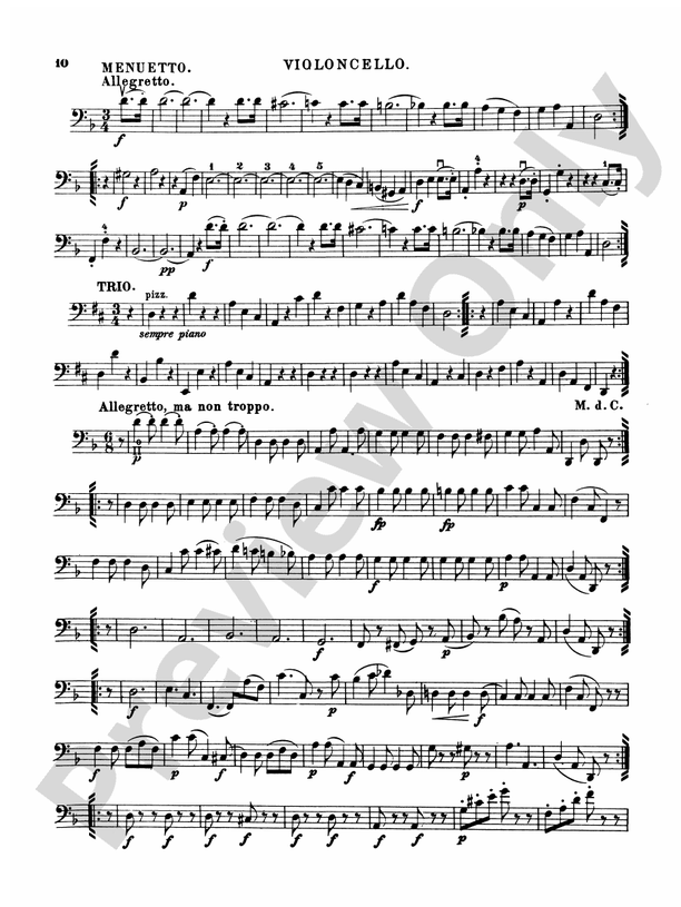 Ten Famous Quartets, K. 387, 421, 428, 458, 464, 465, 499, 575, 589, 590 Cello Cello Part