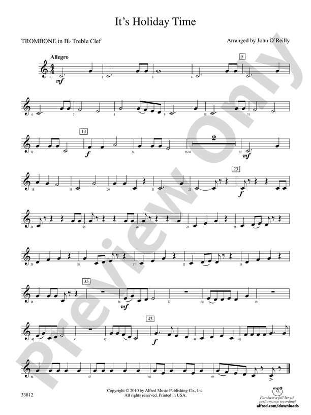 It's Holiday Time: (wp) 1st B-flat Trombone T.C.