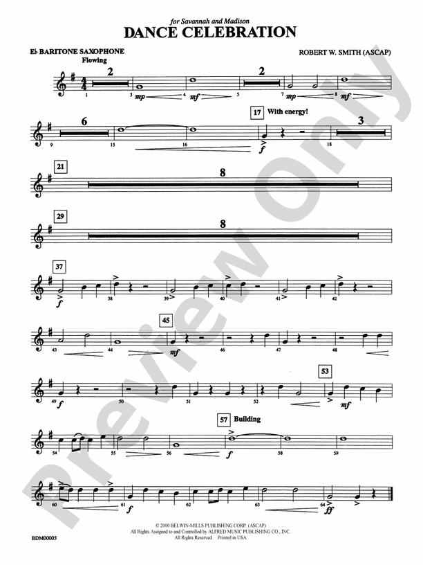 Dance Celebration Eflat Baritone Saxophone Eflat Baritone Saxophone