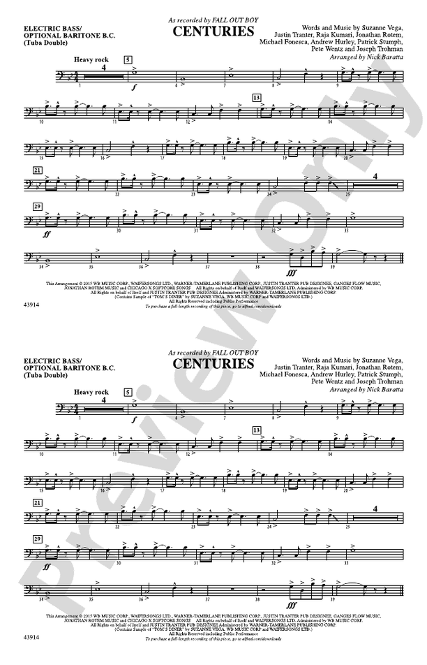 Centuries Electric Bass Electric Bass Part Digital Sheet Music Download