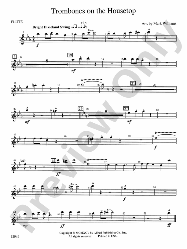 Trombones on the Housetop Flute Flute Part Digital Sheet Music Download