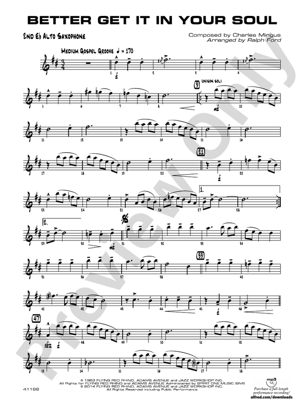 Better Get It in Your Soul 2nd Eflat Alto Saxophone 2nd Eflat Alto