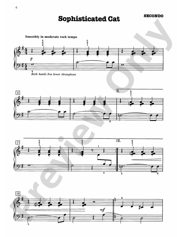 Sophisticated Cat - Piano Duet (1 Piano, 4 Hands)