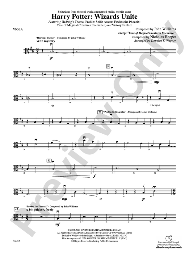 HARRY POTTER WIZARDS UNITE/PIS Viola Viola Part Digital Sheet Music