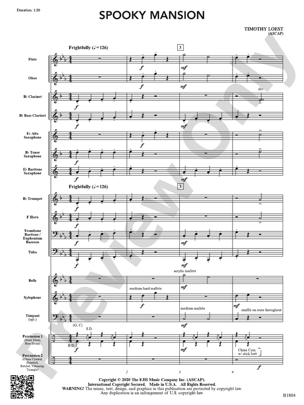 Spooky Mansion: Score: Concert Band Score: Timothy Loest - Digital ...