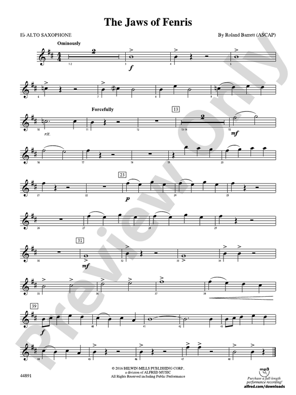 The Jaws of Fenris Eflat Alto Saxophone Eflat Alto Saxophone Part