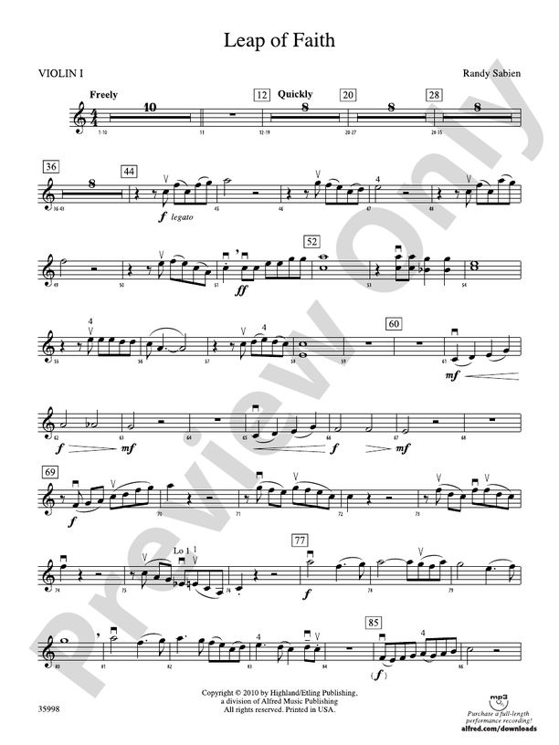 Leap of Faith: 1st Violin: 1st Violin Part - Digital Sheet Music Download