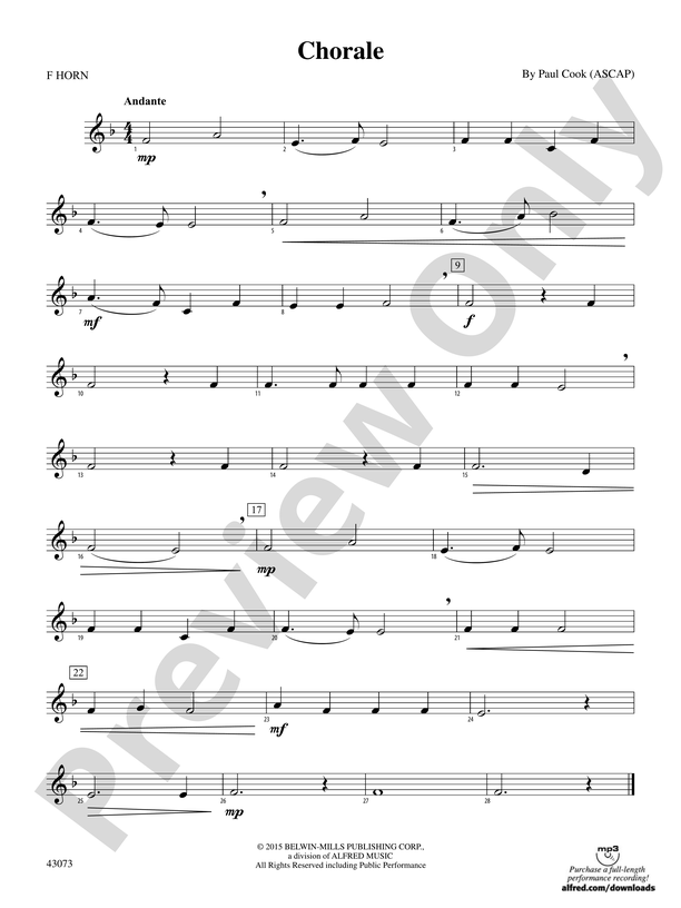 Chorale 1st F Horn 1st F Horn Part Digital Sheet Music Download 