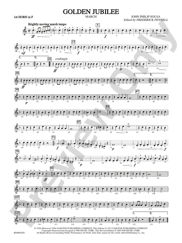 Golden Jubilee 1st F Horn 1st F Horn Part Digital Sheet Music Download