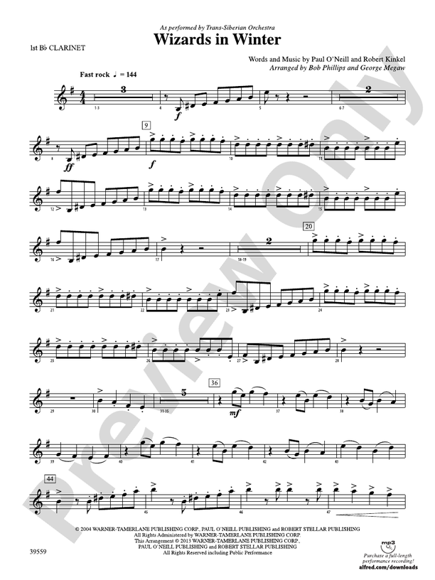 Wizards in Winter 1st Bflat 1st Bflat Part Digital Sheet Music Download