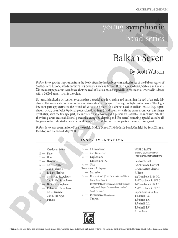 Balkan Seven: Score