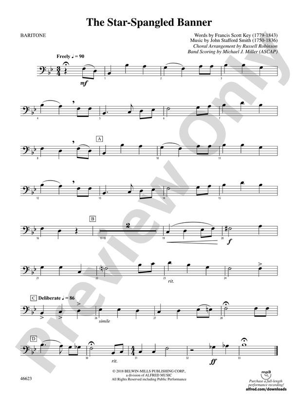 The Star Spangled Banner (in Bb) - USA Anthem sheet music for string  quartet or string orchestra