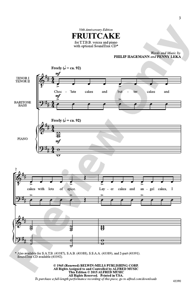 Fruitcake TTBB Choral Octavo Philip Hagemann Digital Sheet Music