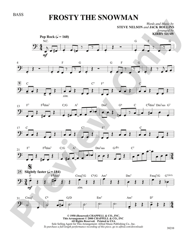 Frosty the Snowman: String Bass: String Bass Part - Digital Sheet Music ...