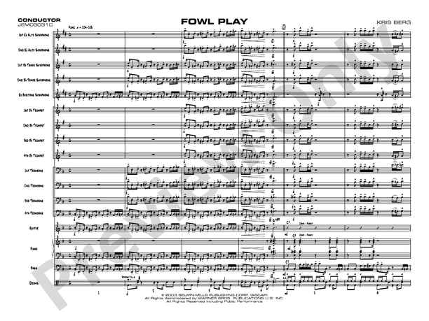 Fowl Play Jazz Ensemble Conductor Score And Parts Kris Berg Digital