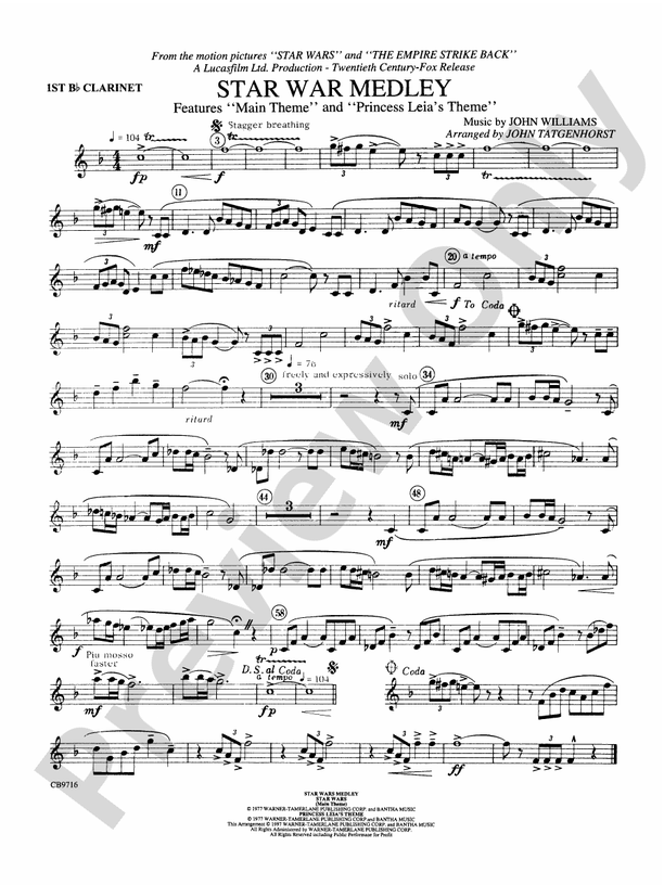 Star Wars® Medley 1st Bflat 1st Bflat Part