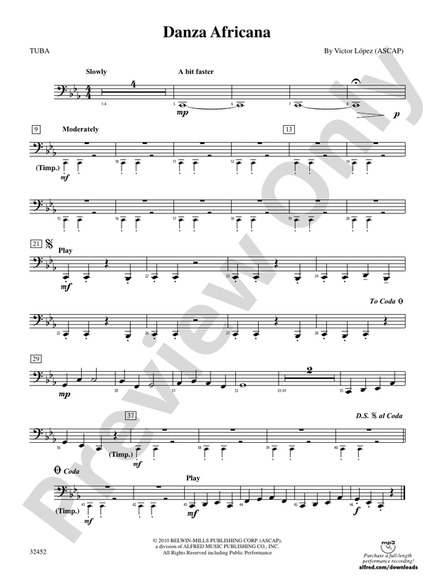 Danza Africana: Tuba: Tuba Part - Digital Sheet Music Download