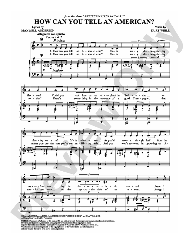 How Can You Tell an American Piano/Vocal/Chords Kurt Weill Digital