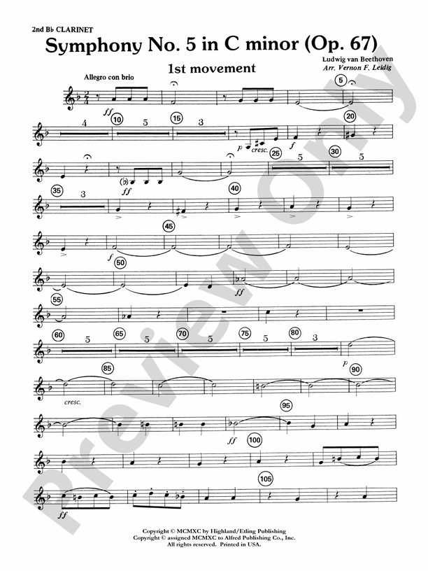 Beethoven's Symphony No. 5, 1st Movement 2nd Bflat 2nd Bflat Part