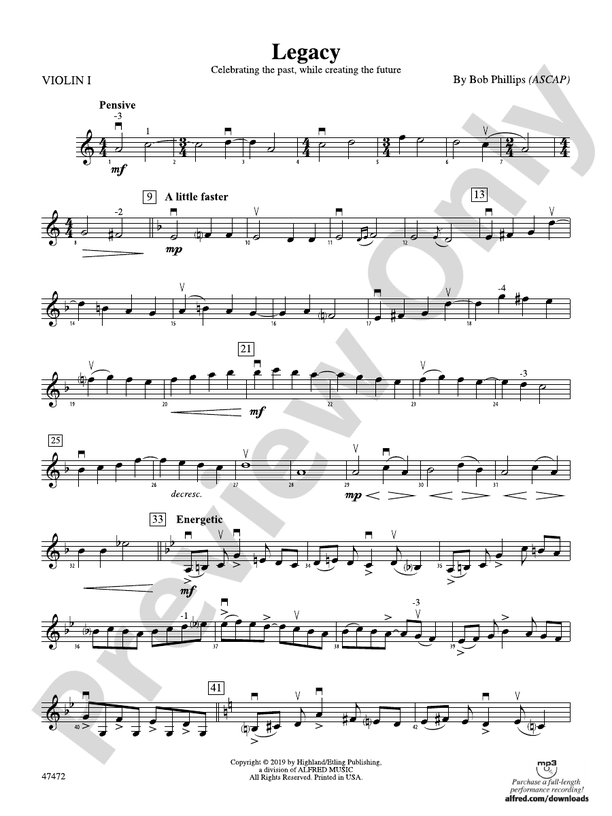 Legacy 1st Violin 1st Violin Part Digital Sheet Music Download 5864